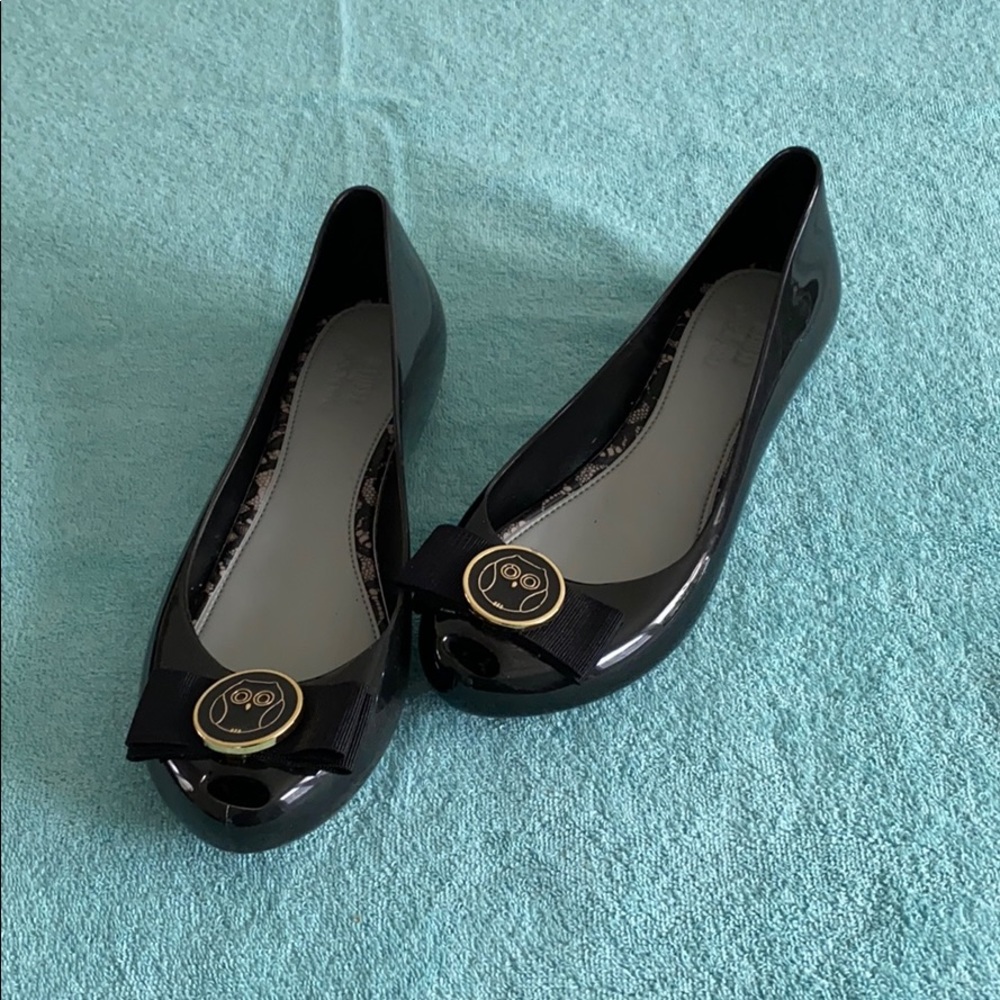 Melissa + Jason Wu Black Owl Jelly Flats